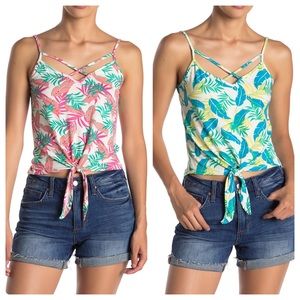 2/$25 NWOT Poof Tropical Print Tie Front Tank
